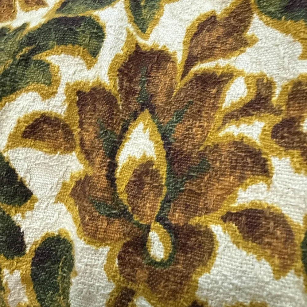 Vtg 60s 70s Bedspread Floral Botanical Jacquard Woven Coverlet Light Weight Flaw